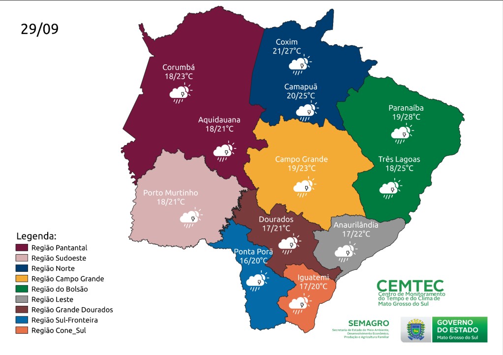 Tempo permanece instável nesta quinta-feira em MS, diz meteorologia