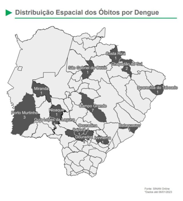 MS teve 23 mortes e 19.812 casos confirmados de dengue em 2022