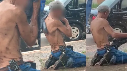 Vídeo: Idoso é atacado por enxame de abelhas em praça pública