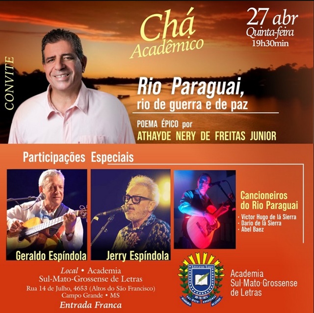 Rio Paraguai é tema de poema épico com poesia e música no Chá Acadêmico da ASL